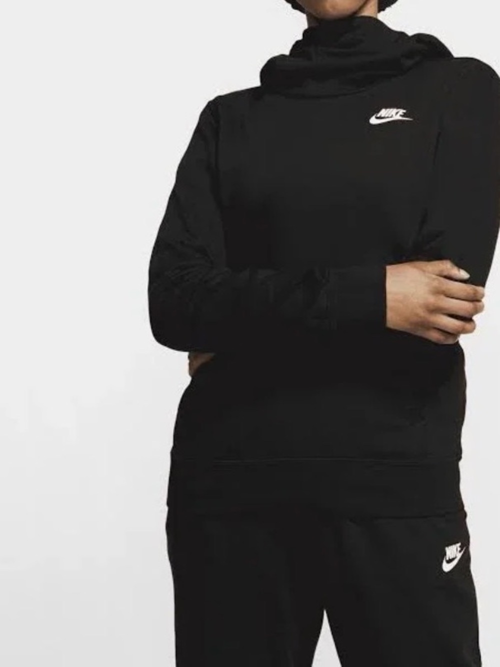 Nike Women’s Black Turtleneck Sweatshirt with White Swoosh